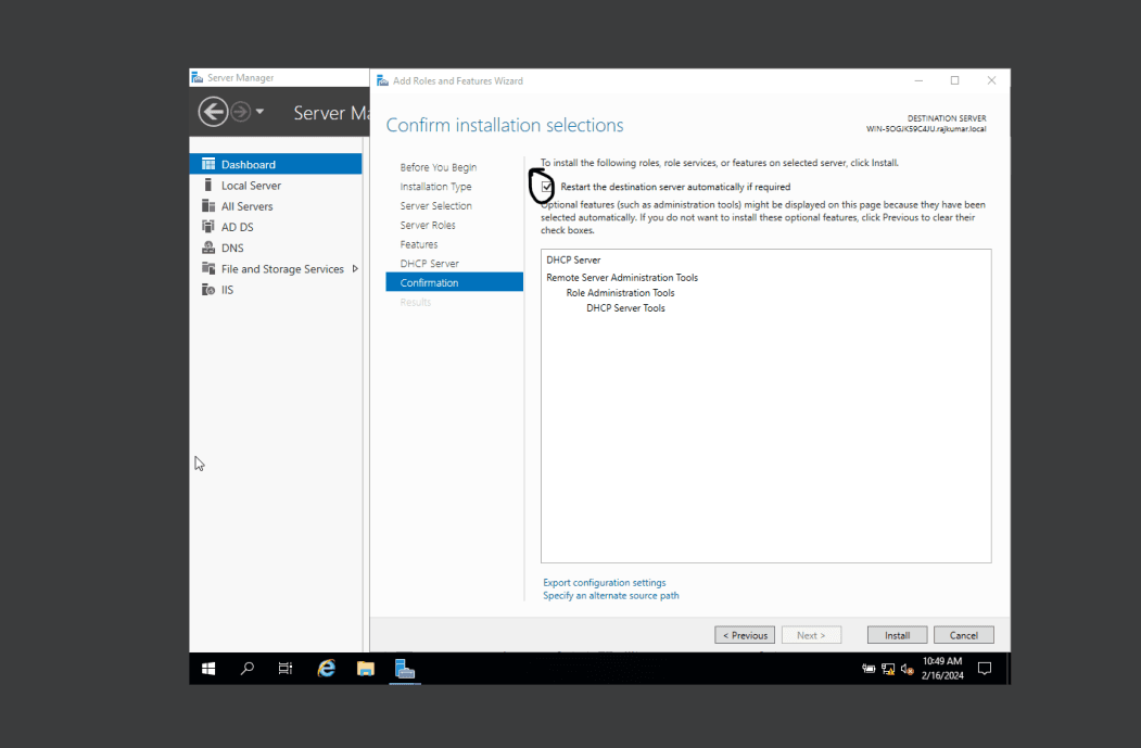 Step 2 - Confirm Installation Options