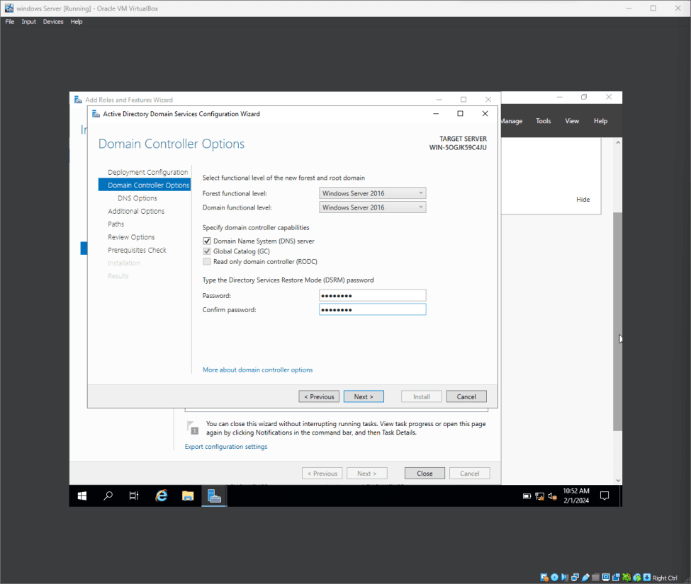 Step 12 - DC Options