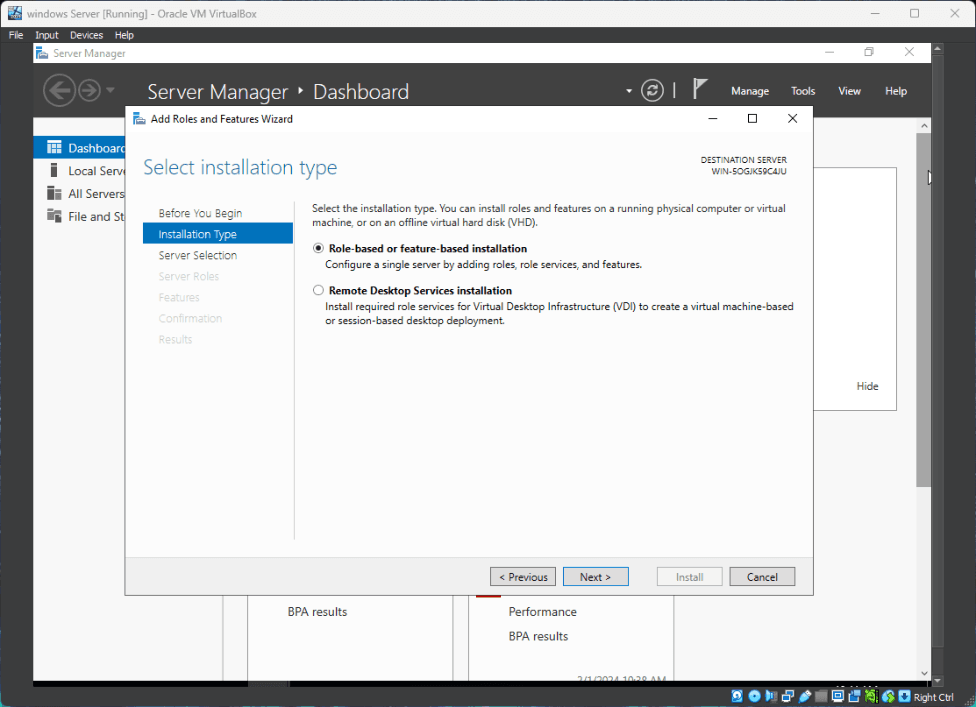 Step 2 - Installation Type